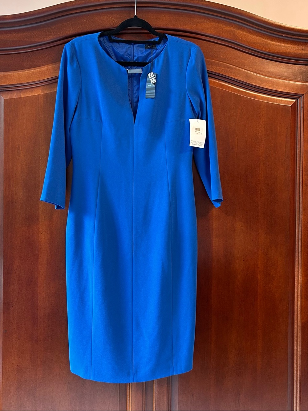 Joseph Royal Blue Midi V-Notch Sheath Dress